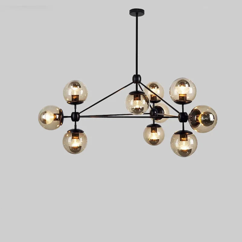 PERLAGE Glass Globe Cluster Chandelier