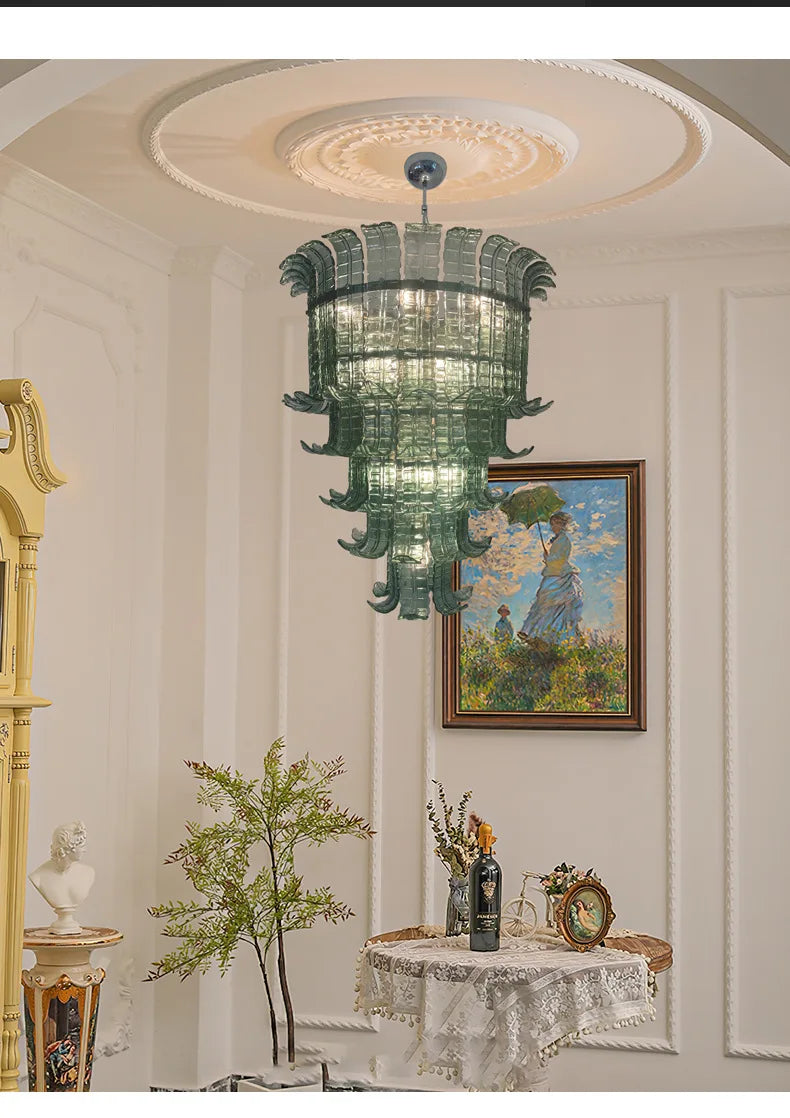 Murano Green Vintage French Chandelier