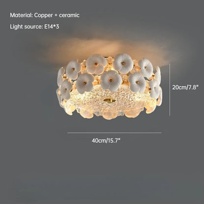 French Retro Ceramic Ceiling Lamp