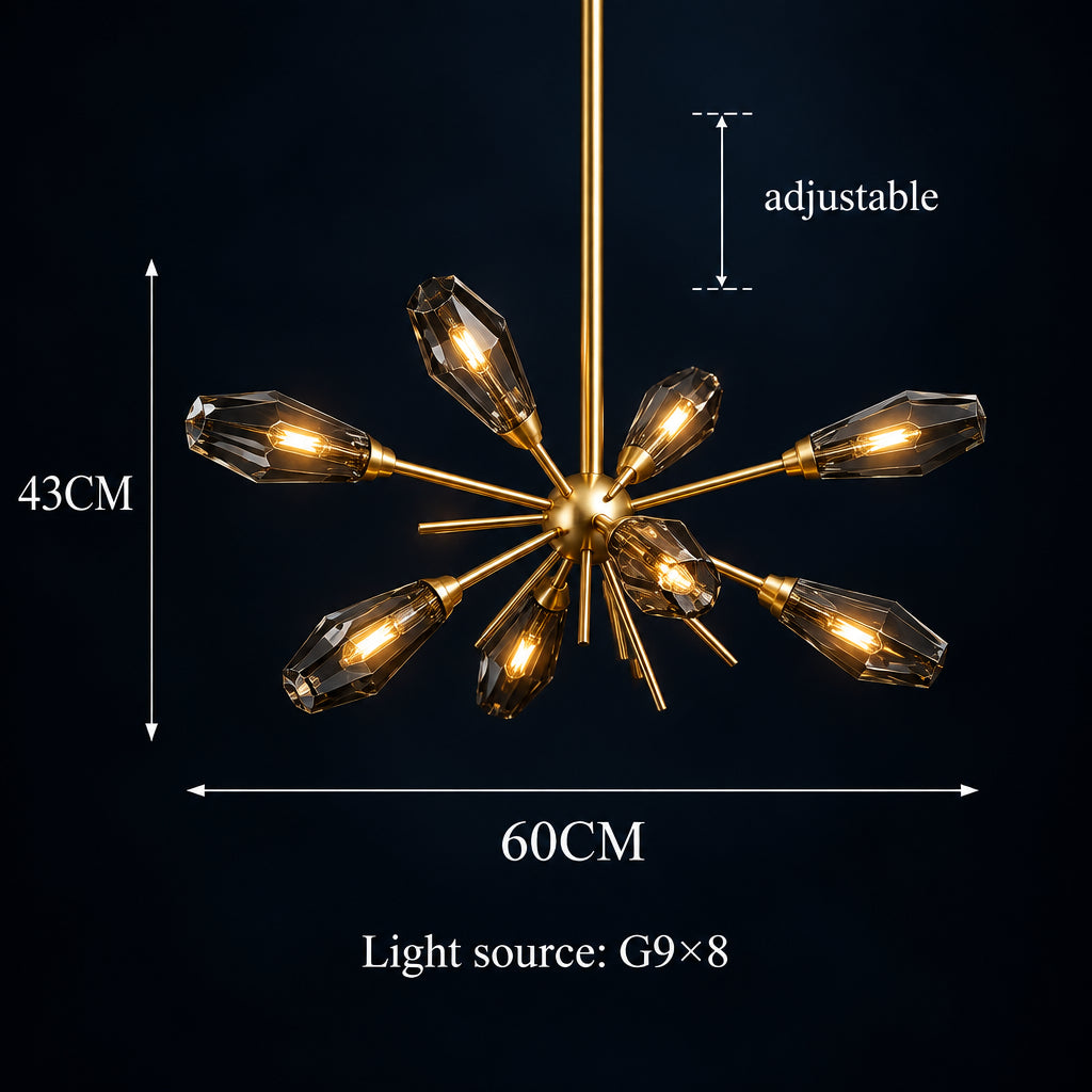 FUMELLA Smoky Glass Gold Chandelier