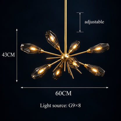 FUMELLA Smoky Glass Gold Chandelier