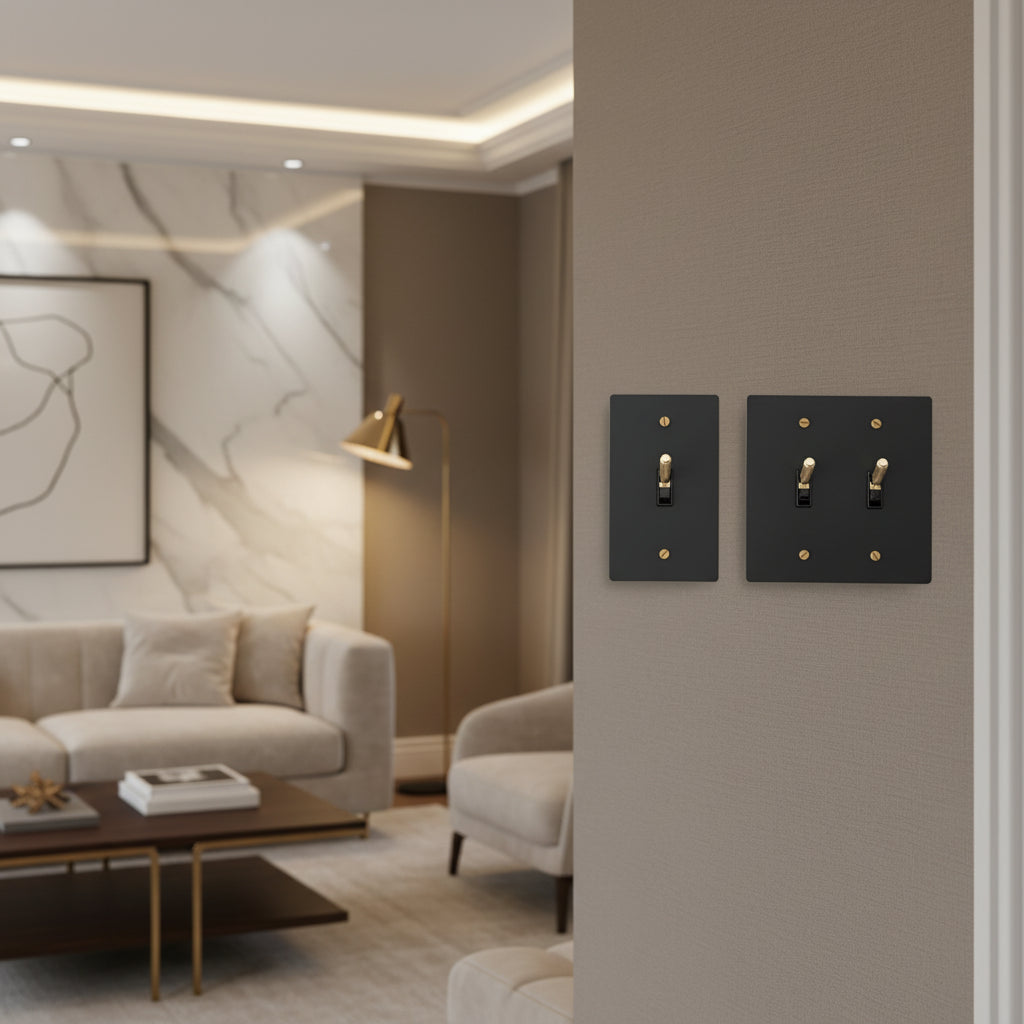Black-Gold Brass Panel Plate Toggle