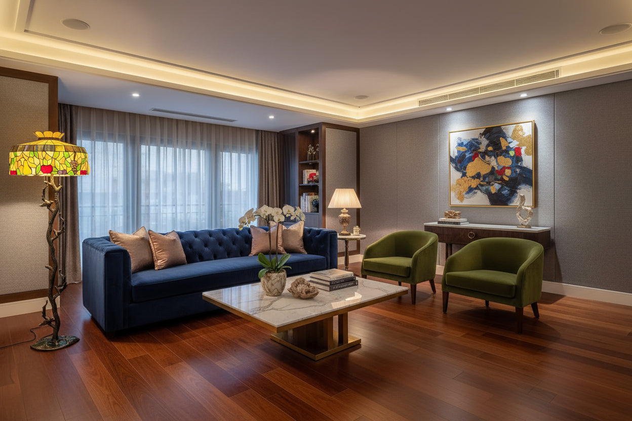 European Retro Glass Floor Lamp