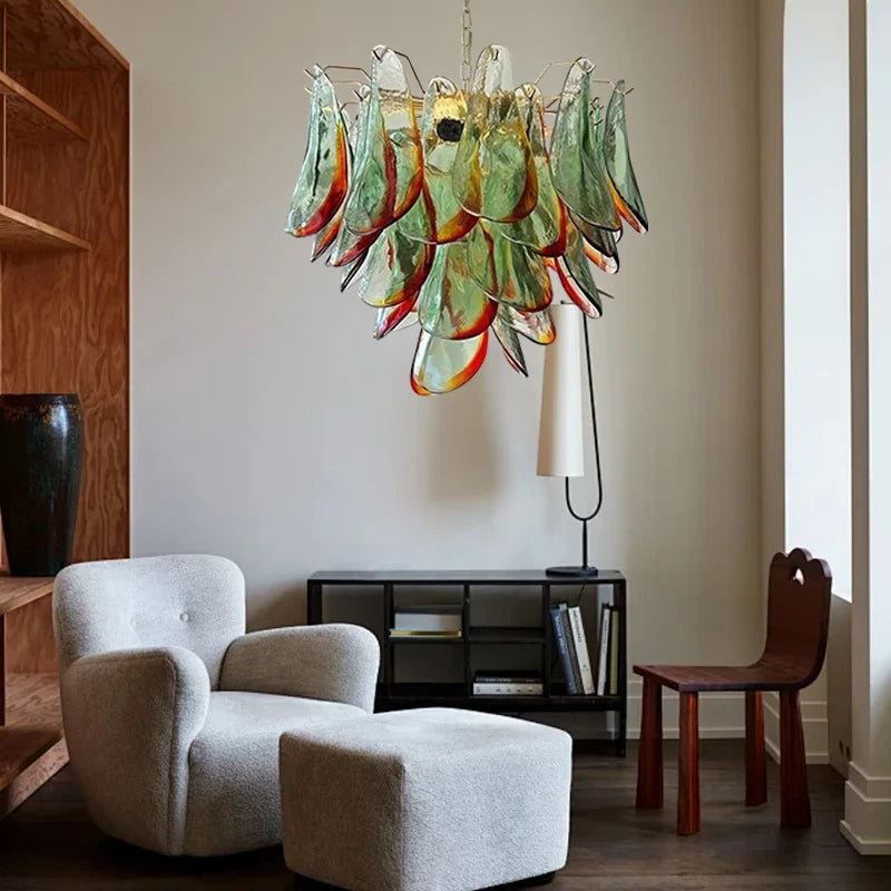 Aurora Leaf Art Glass Chandelier