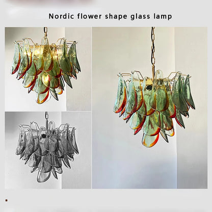 Aurora Leaf Art Glass Chandelier