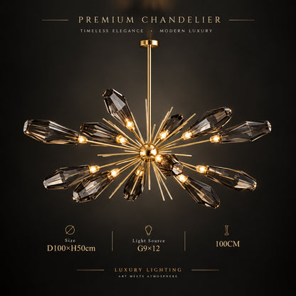 FUMELLA Smoky Glass Gold Chandelier