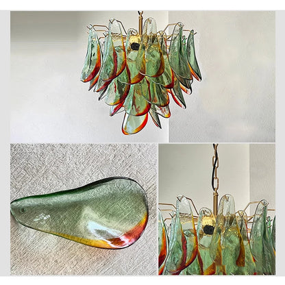 Aurora Leaf Art Glass Chandelier