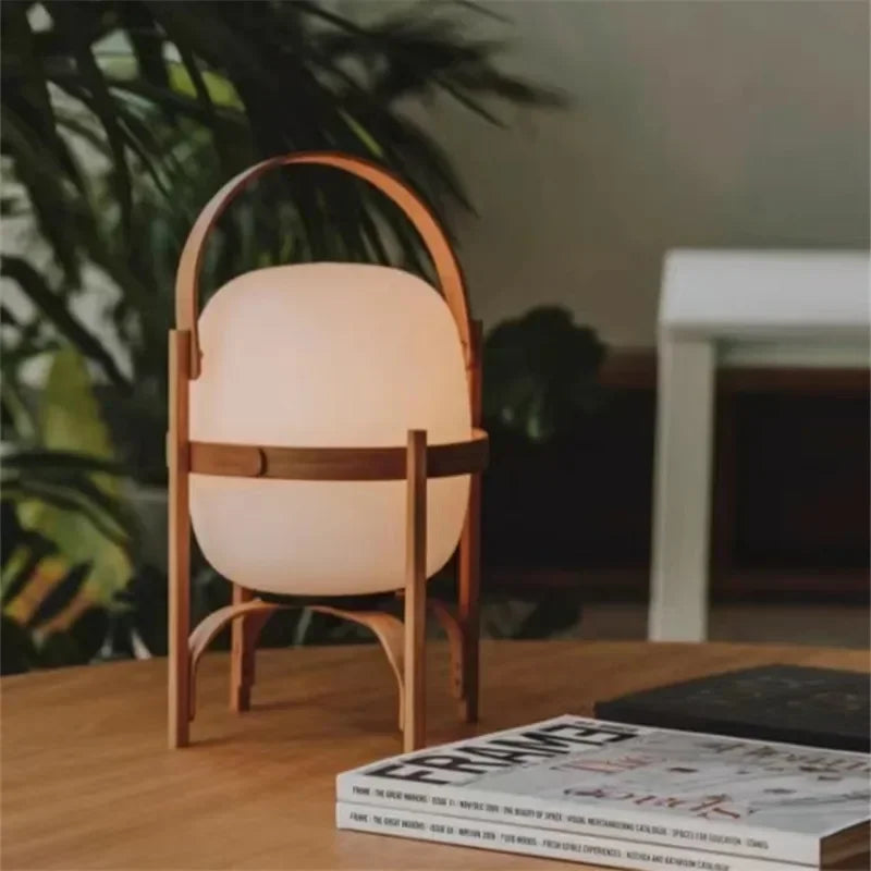 Cesta Wooden Lantern Table Lamp