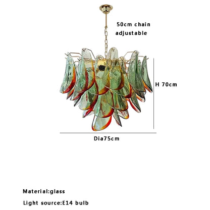Aurora Leaf Art Glass Chandelier