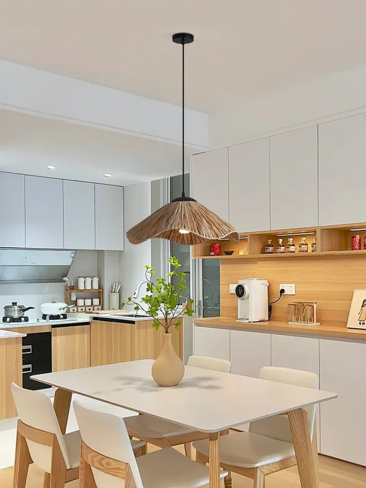 PAGLINA Wabi-Sabi Straw Dome Pendant Light