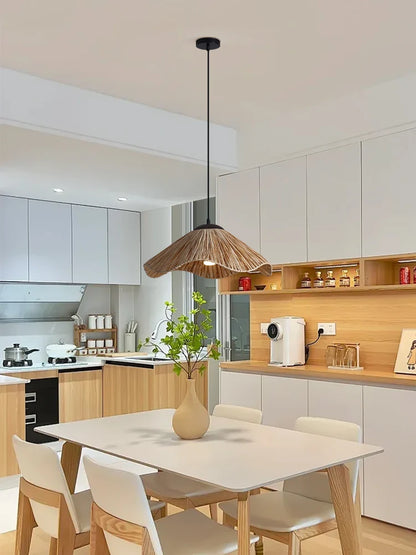 PAGLINA Wabi-Sabi Straw Dome Pendant Light