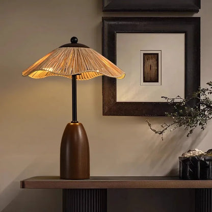 PAGLINA Wabi-Sabi Straw Dome Table Lamp