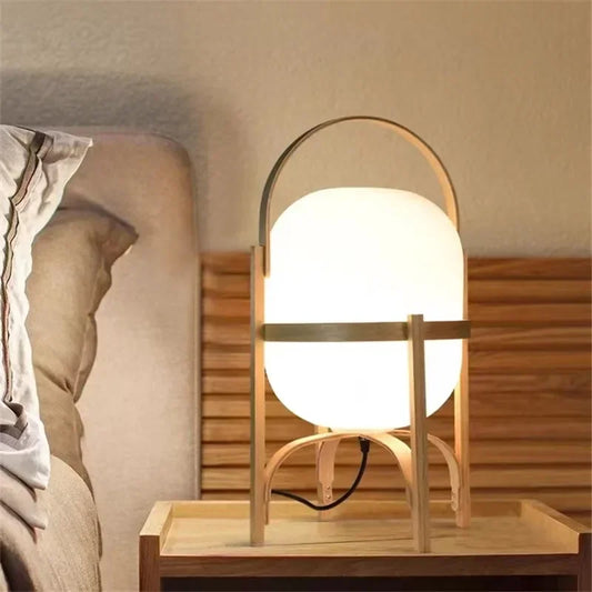 Cesta Wooden Lantern Table Lamp