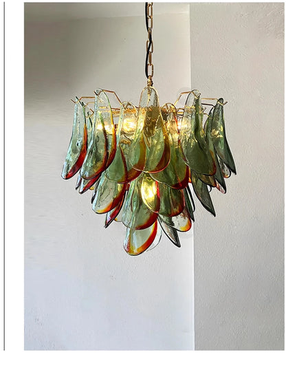Aurora Leaf Art Glass Chandelier