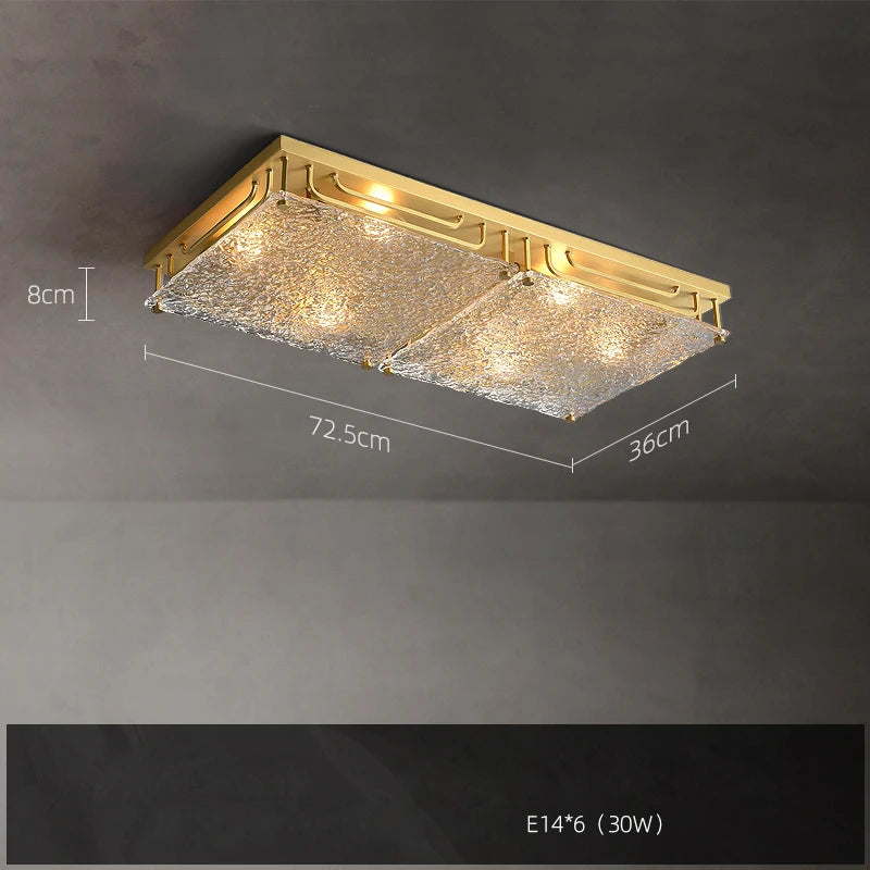 Celestine Brass Ripple Glass Ceiling Light
