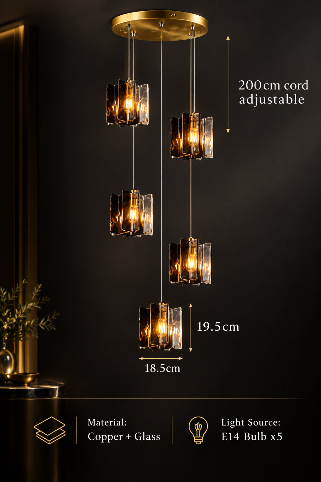 VETRIANA Art Glass Copper Pendant Light