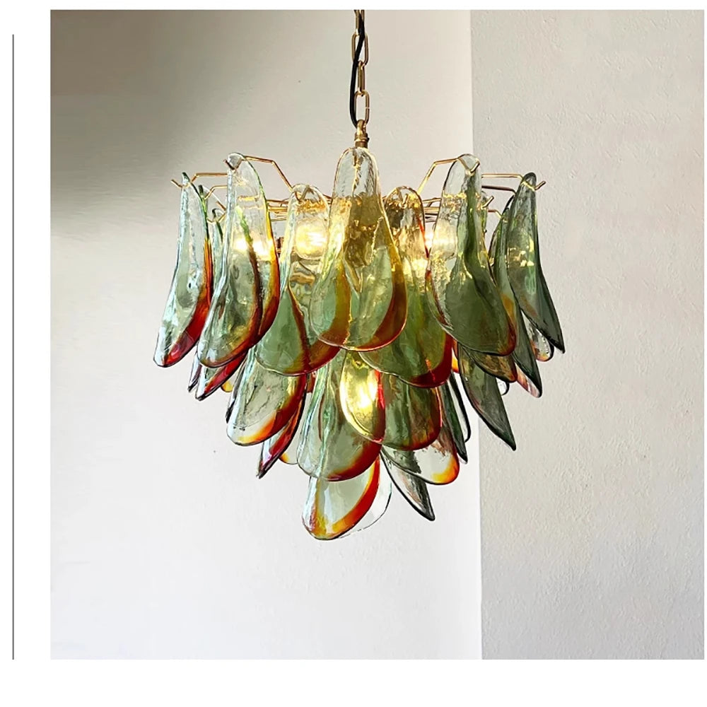 Aurora Leaf Art Glass Chandelier