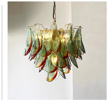 Aurora Leaf Art Glass Chandelier