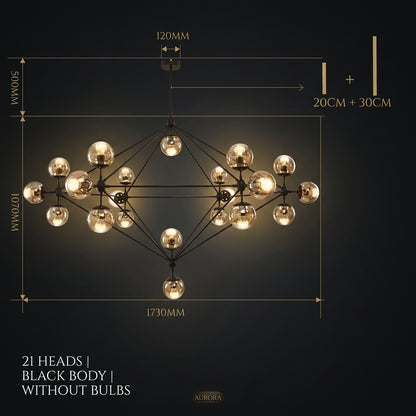 PERLAGE Glass Globe Cluster Chandelier