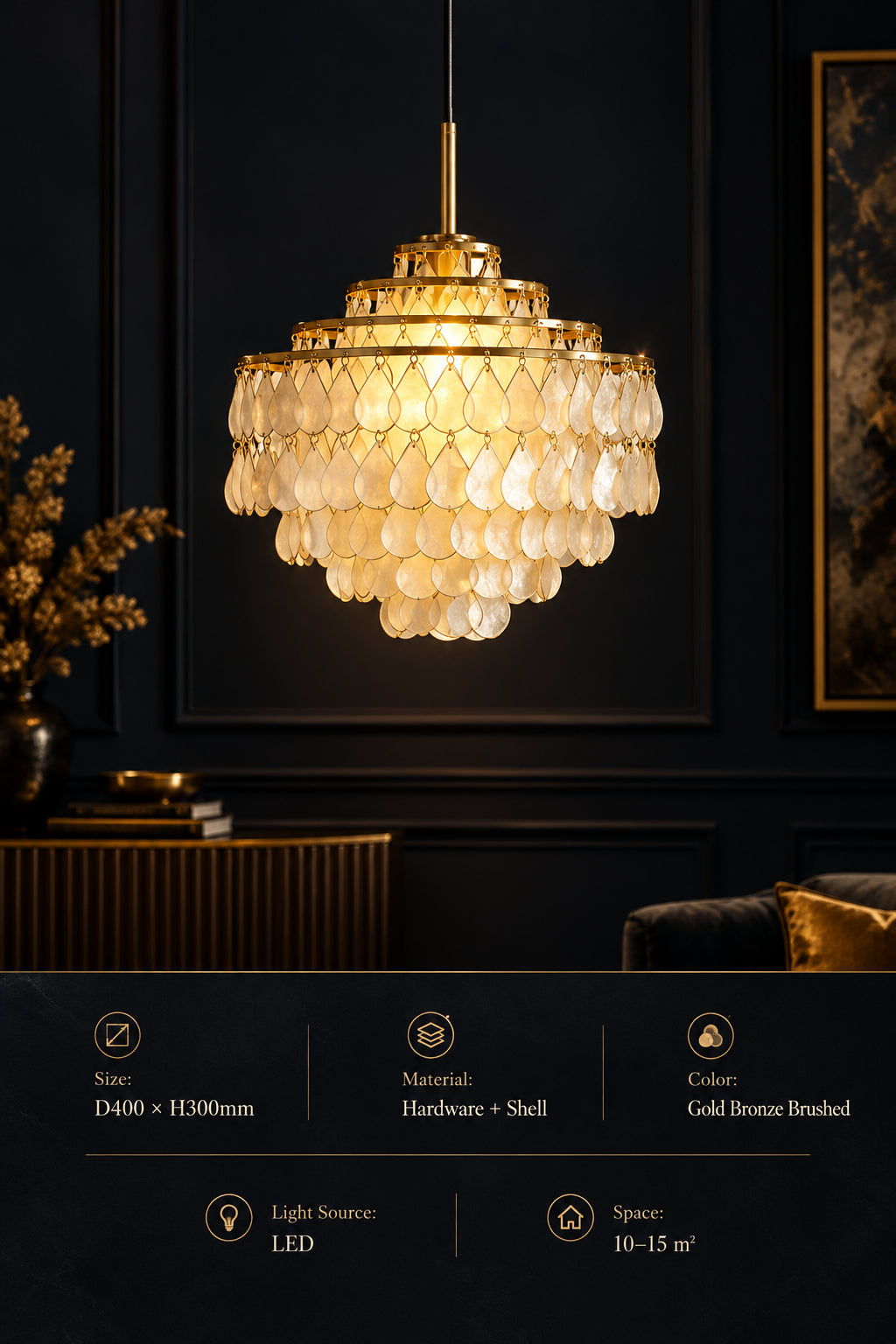 VENERELLA Tiered Shell Chandelier