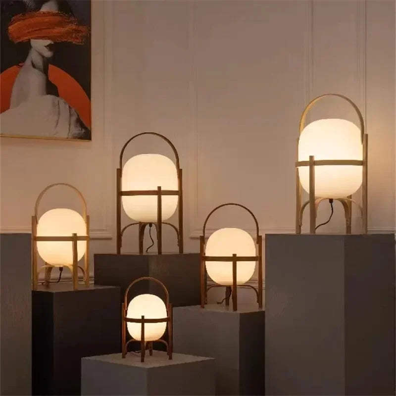 Cesta Wooden Lantern Table Lamp