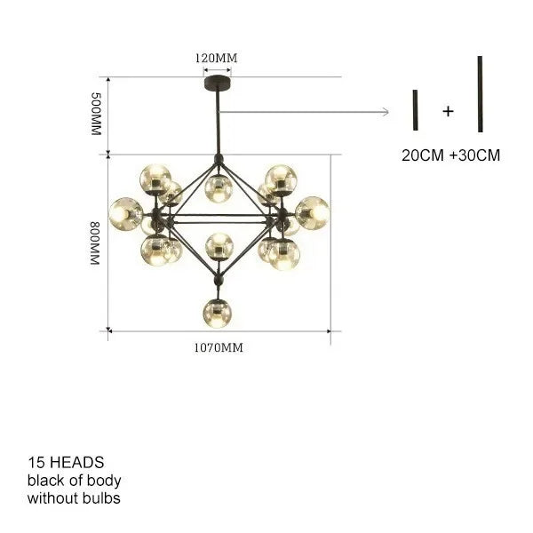 PERLAGE Glass Globe Cluster Chandelier