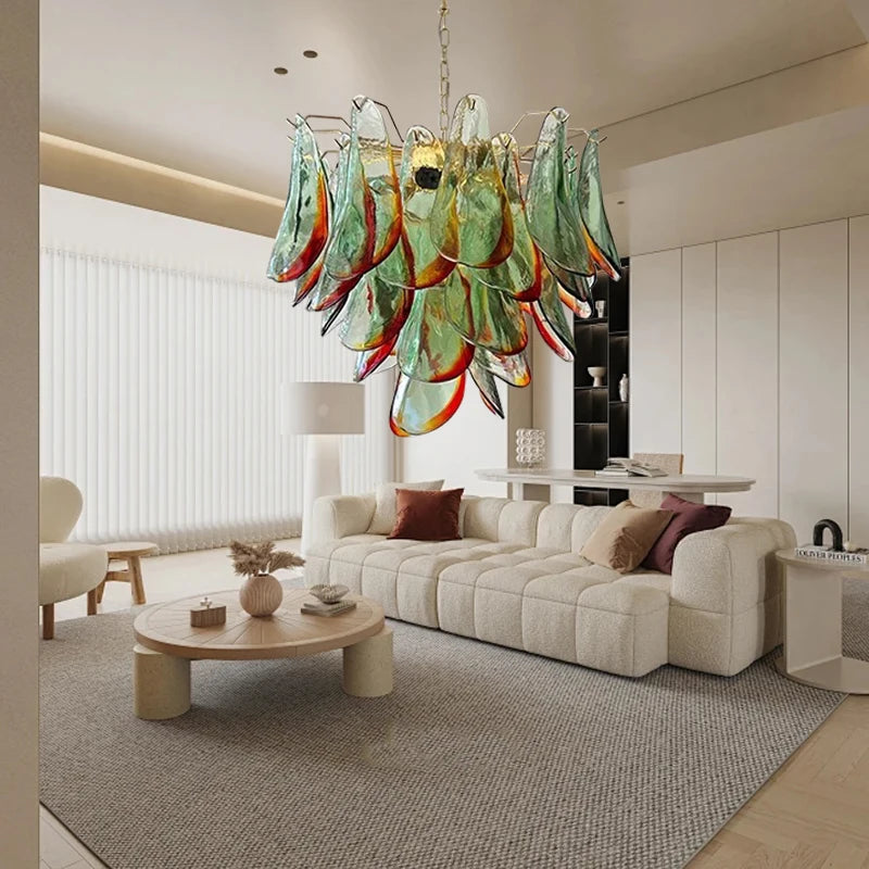 Aurora Leaf Art Glass Chandelier