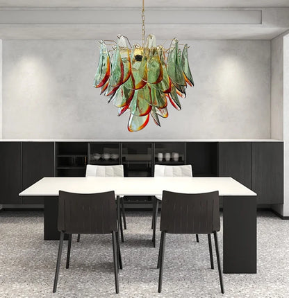 Aurora Leaf Art Glass Chandelier