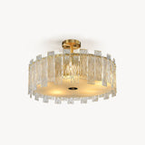ONDELLA Rippled Glass Brass Drum Ceiling Light