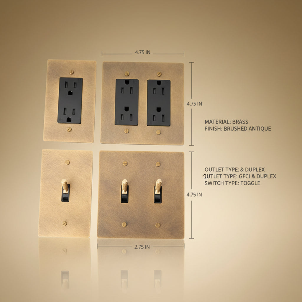 Retro Brass Panel Plate Toggle