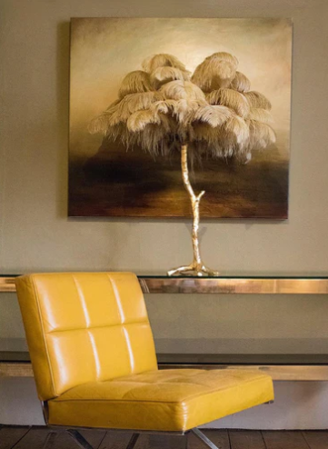 Ostrich Feather Brass Tabel Lamp