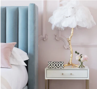 Ostrich Feather Brass Tabel Lamp