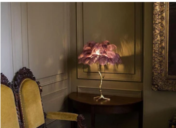 Ostrich Feather Brass Tabel Lamp