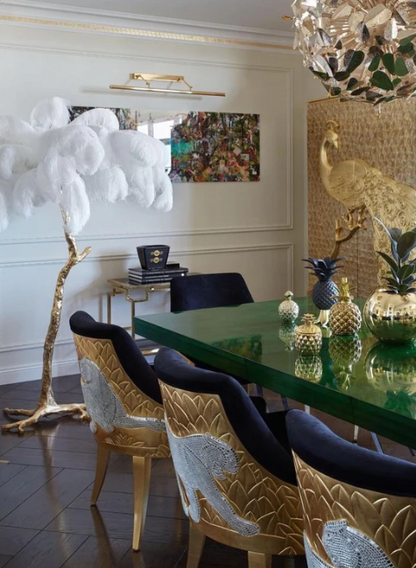 Ostrich Feather Brass Floor Lamp