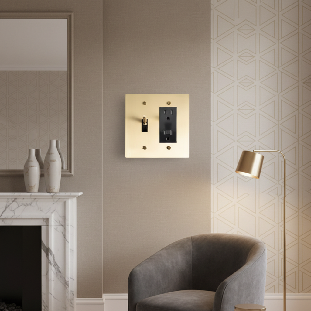  Solid Brass Light Switch 2-Gang