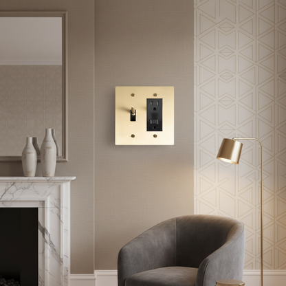  Solid Brass Light Switch 2-Gang