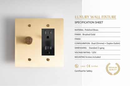  Solid Brass Light Switch 2-Gang