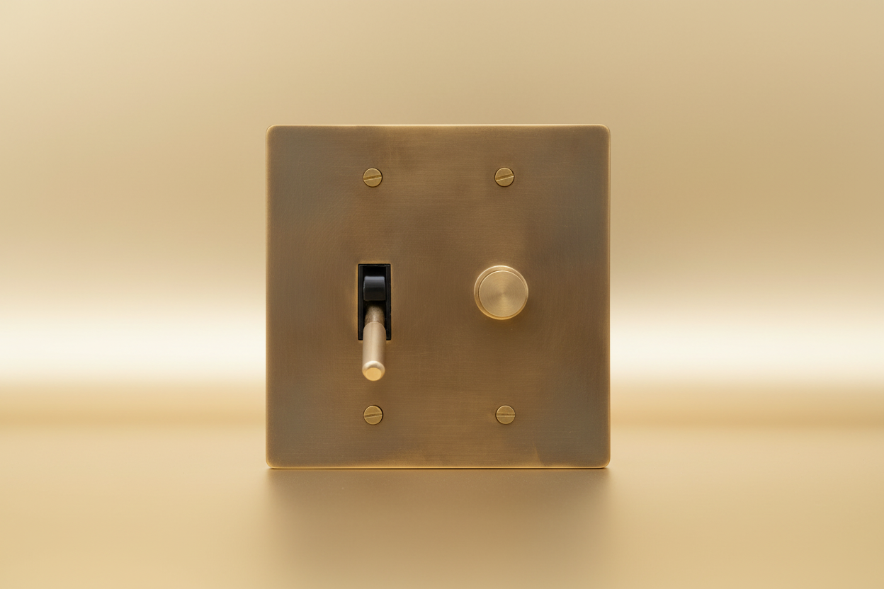  Solid Brass Light Switch 2-Gang