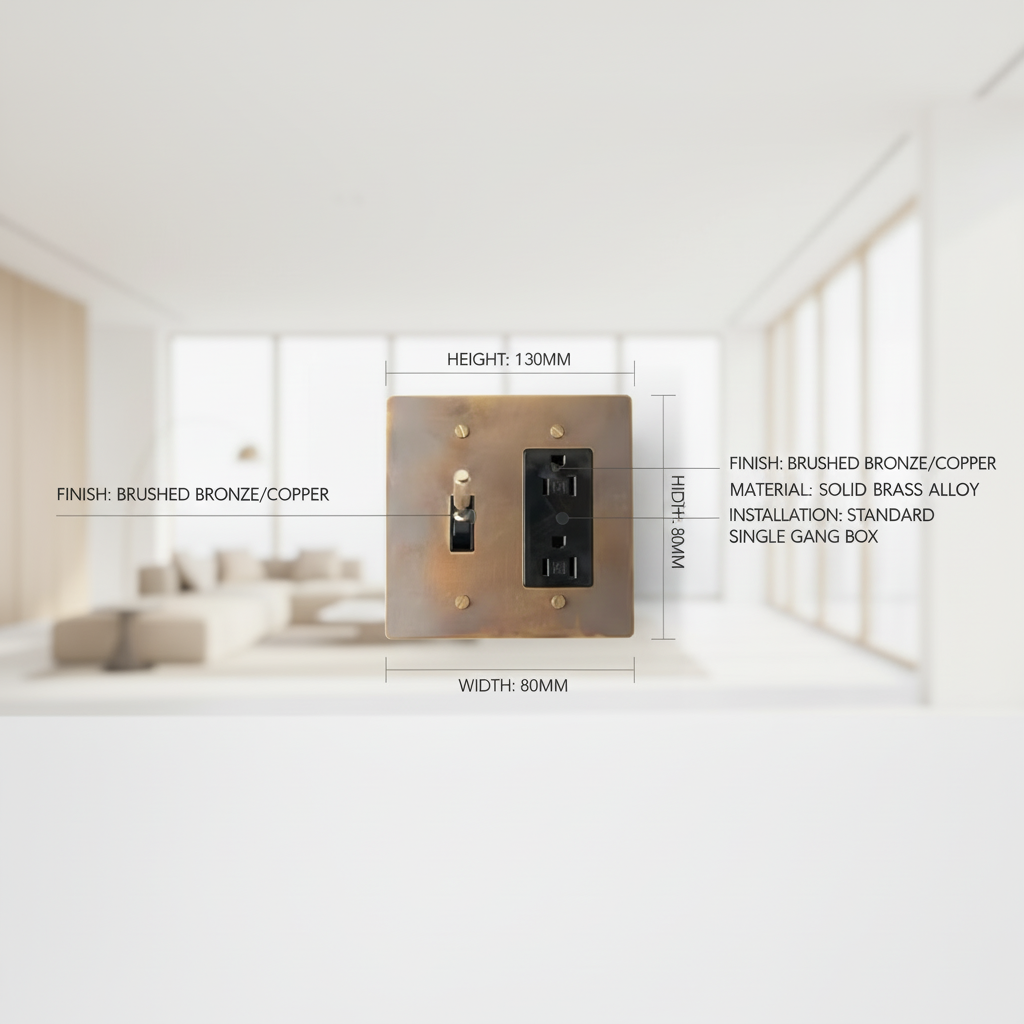  Solid Brass Light Switch 2-Gang