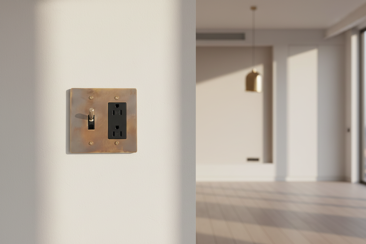  Solid Brass Light Switch 2-Gang