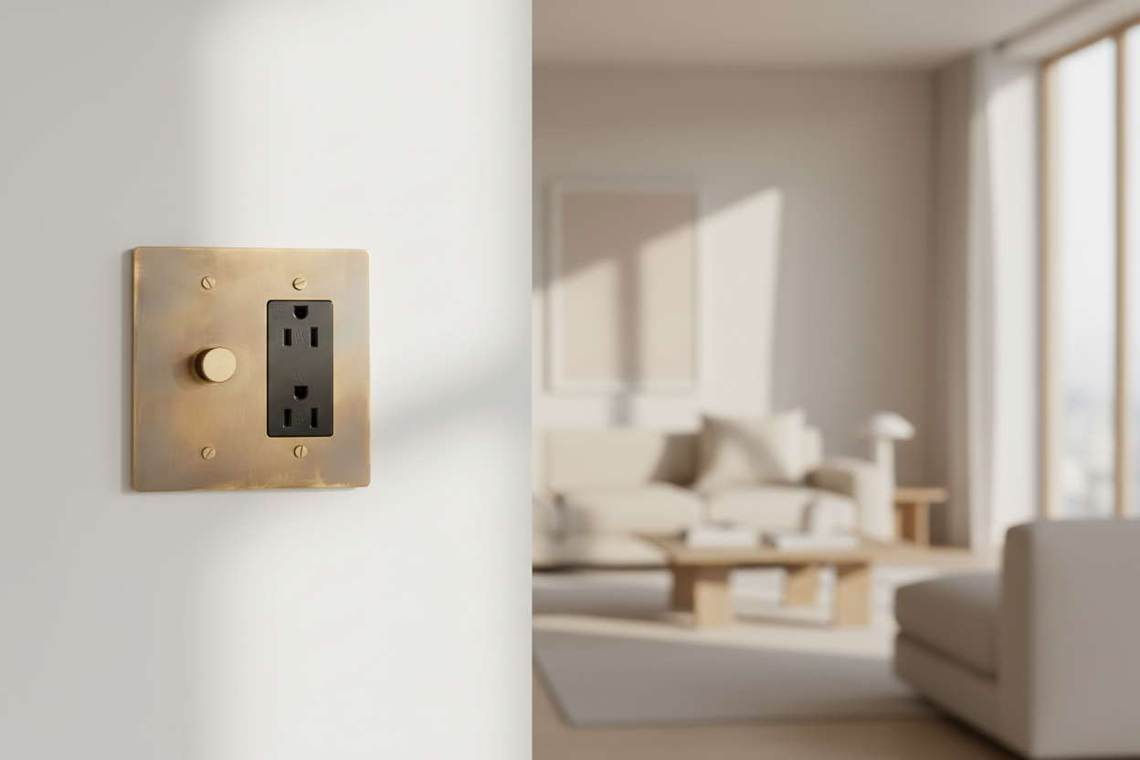  Solid Brass Light Switch 2-Gang
