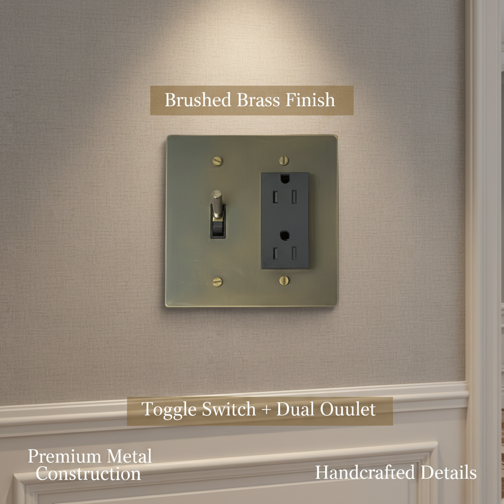  Solid Brass Light Switch 2-Gang