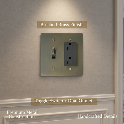  Solid Brass Light Switch 2-Gang