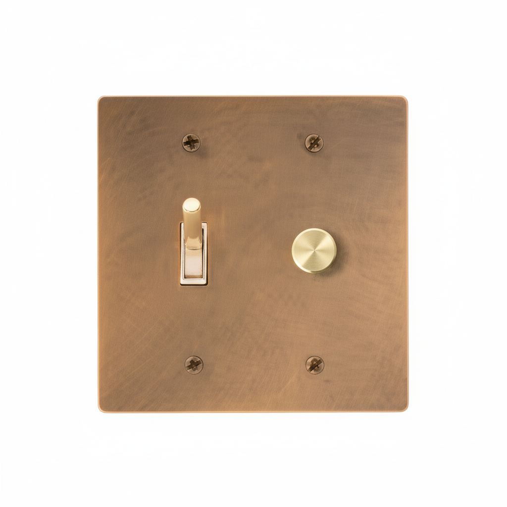  Solid Brass Light Switch 2-Gang