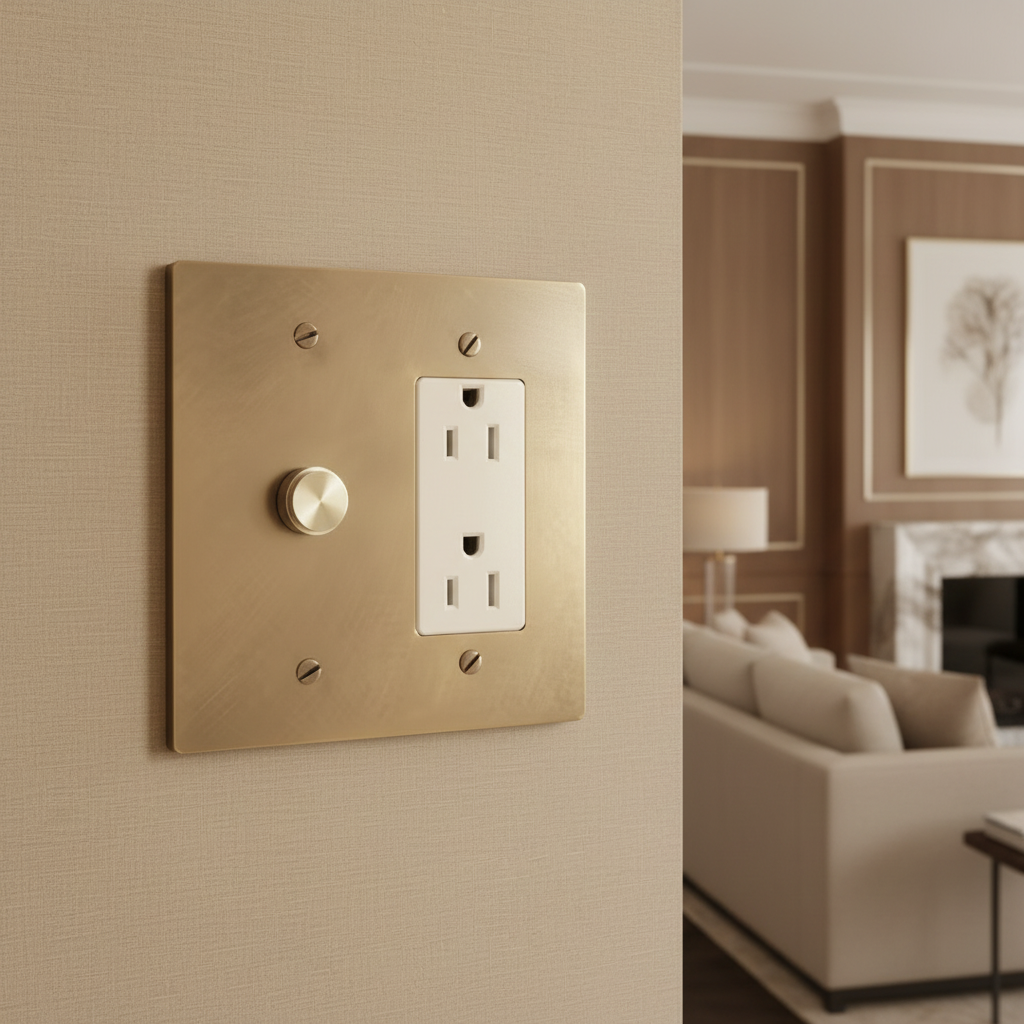  Solid Brass Light Switch 2-Gang