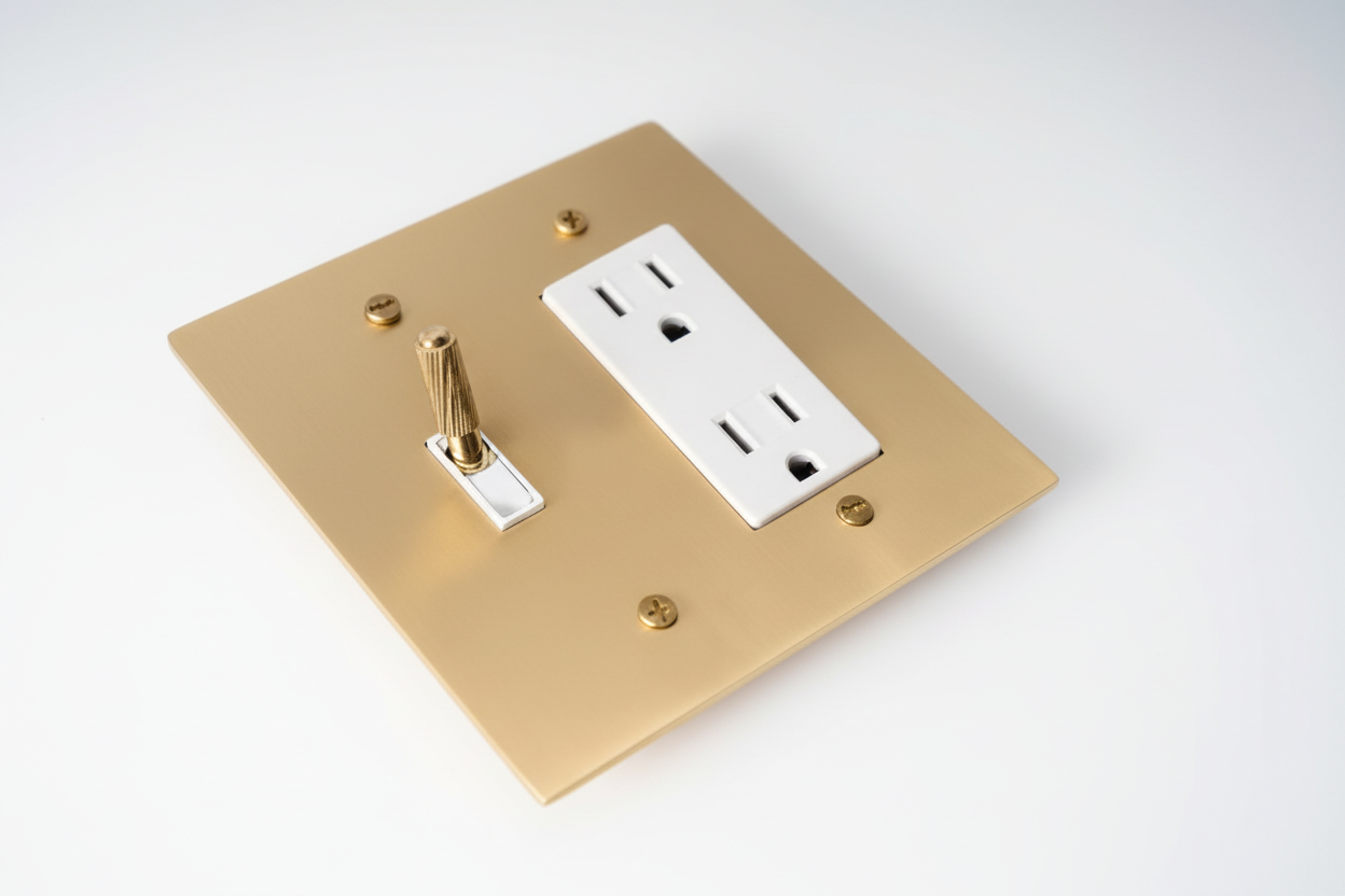  Solid Brass Light Switch 2-Gang