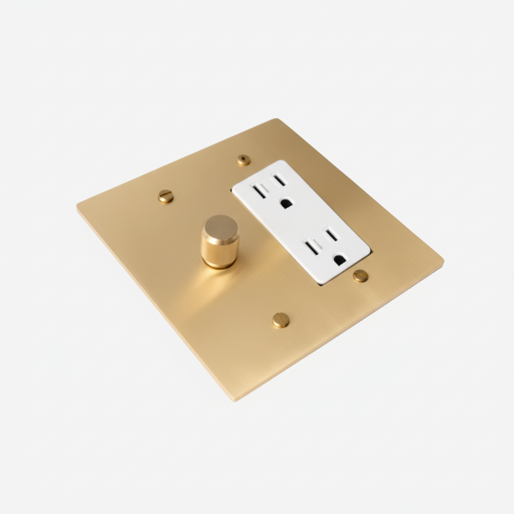  Solid Brass Light Switch 2-Gang