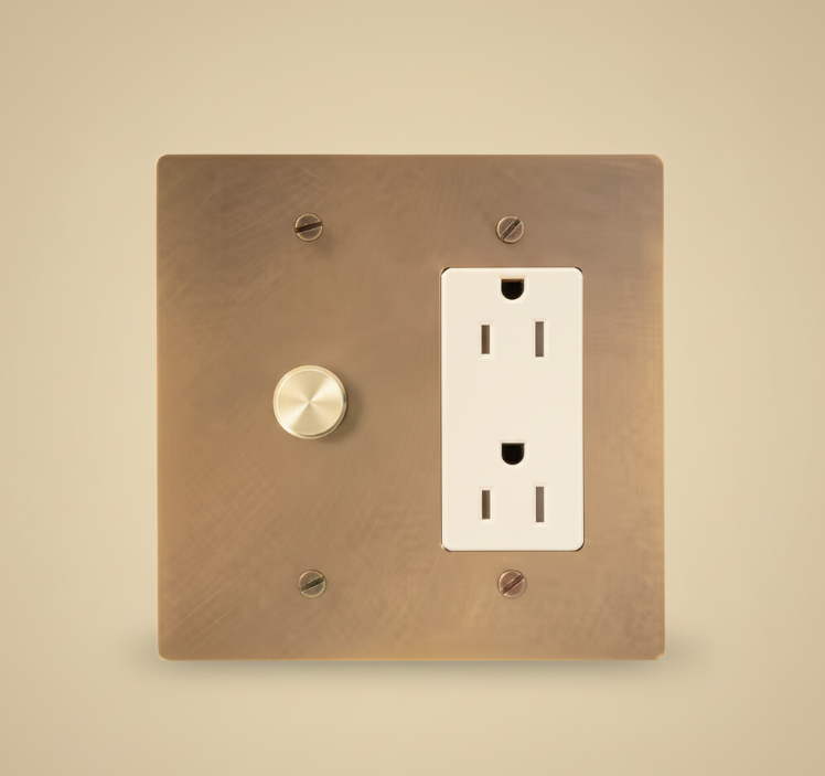  Solid Brass Light Switch 2-Gang
