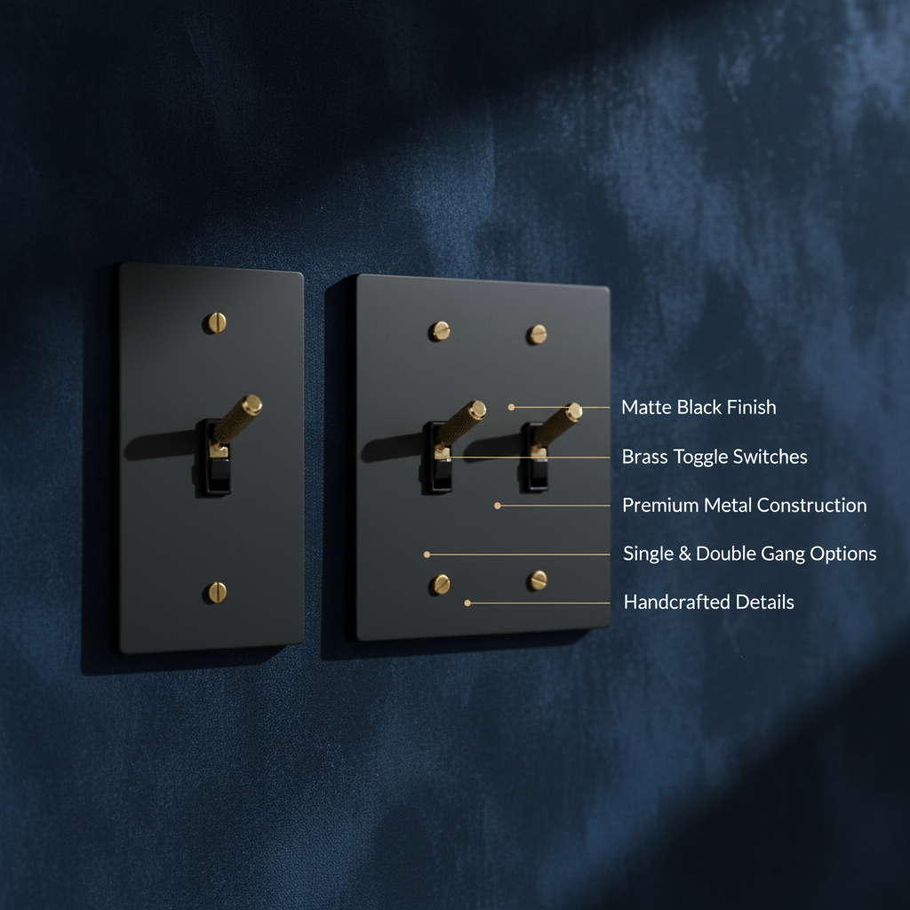 Black-Gold Brass Panel Plate Toggle