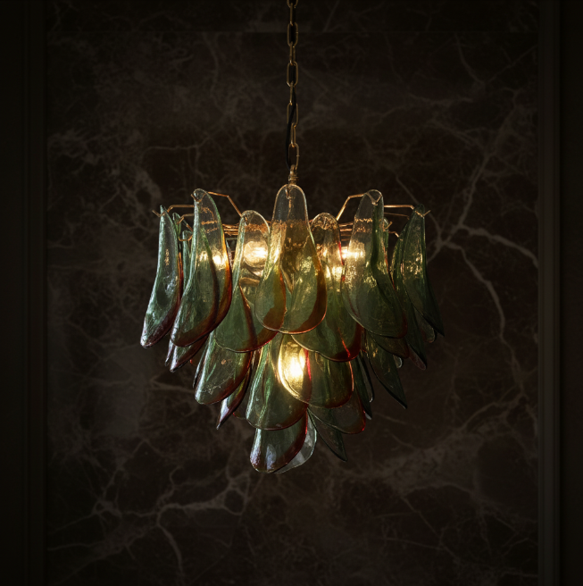 Aurora Leaf Art Glass Chandelier
